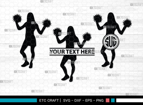 Cheerleader Monogram, Cheerleader Silhouette, Cheerleading Svg, Cheer Girls Svg, Sports svg, Cheer Svg, cheer Mom Svg, SB00112 SVG ETC Craft 