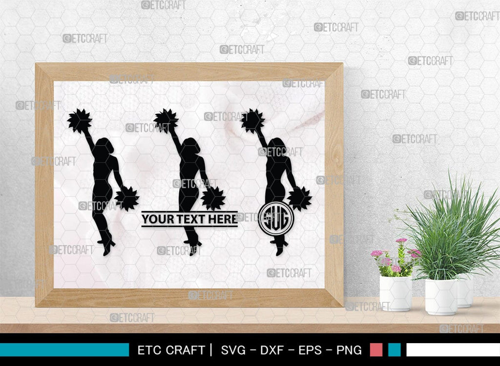 Cheerleader Monogram, Cheerleader Silhouette, Cheerleading Svg, Cheer ...