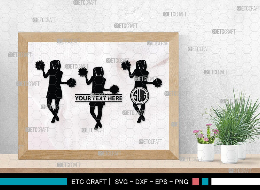 Cheerleader Monogram, Cheerleader Silhouette, Cheerleading Svg, Cheer ...
