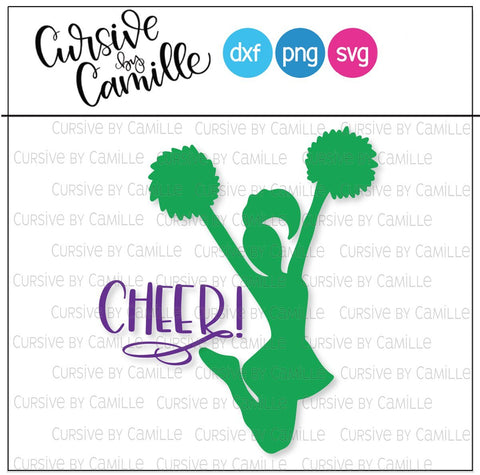 Cheerleader Silhouette Cheer Hand Lettered SVG DXF PNG SVG Cursive by Camille 