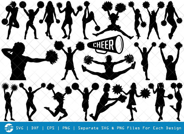 Cheerleader SVG Cut Files | Cheer Girls Silhouette Bundle SVG ETC Craft 