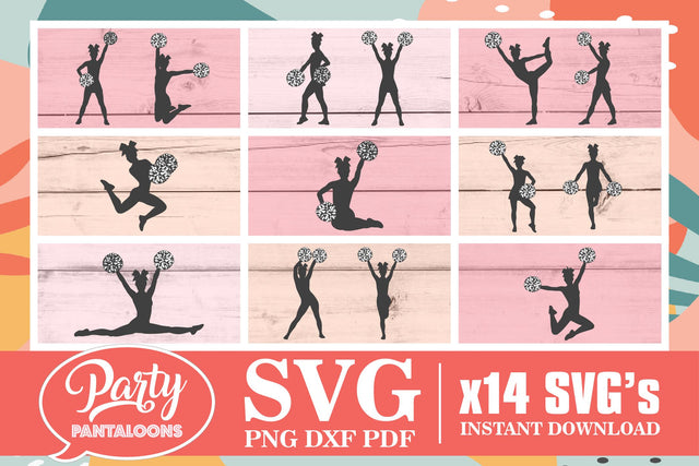 CHEERLEADERS SILHOUETTE BUNDLE | cheerleading silhouette SVG bundle SVG Partypantaloons 