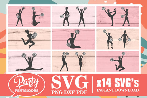 CHEERLEADERS SILHOUETTE BUNDLE | cheerleading silhouette SVG bundle SVG Partypantaloons 