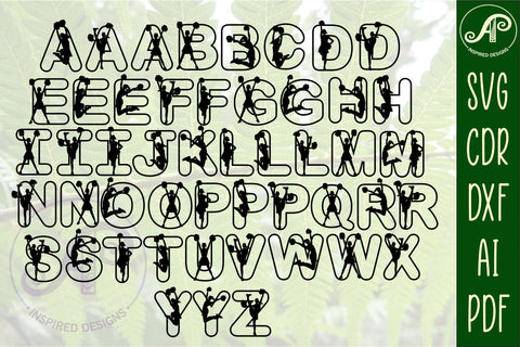 Cheerleading female silhouette letters alphabet set. 49 letters SVG APInspireddesigns 