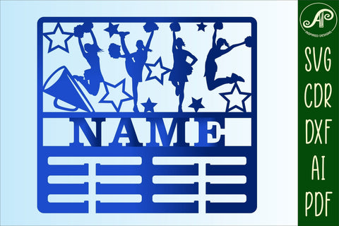 Cheerleading medal holder Name svg laser cut template SVG APInspireddesigns 