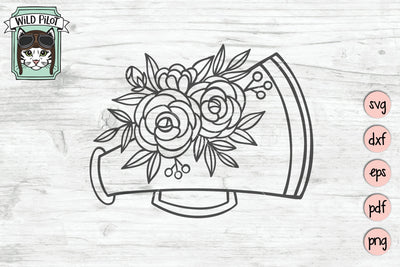 Cheerleading Megaphone With Flowers SVG Cut File SVG Wild Pilot 