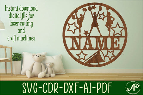 Cheerleading Name sign svg laser cut template SVG APInspireddesigns 