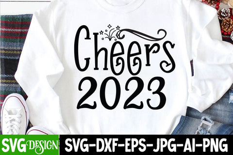 Cheers 2023 SVG Cut File, Happy New Year SVG Cut File SVG BlackCatsMedia 