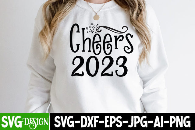 Cheers 2023 SVG Cut File, Happy New Year SVG Cut File SVG BlackCatsMedia 