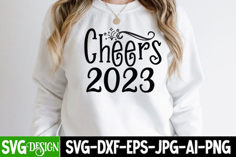 Cheers 2023 SVG Cut File, Happy New Year SVG Cut File SVG BlackCatsMedia 