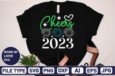 Cheers 2023 SVG Cut File SVGs,Quotes and Sayings,Food & Drink,On Sale, Print & Cut SVG DesignPlante 503 