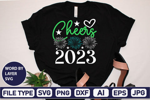 Cheers 2023 SVG Cut File SVGs,Quotes and Sayings,Food & Drink,On Sale, Print & Cut SVG DesignPlante 503 