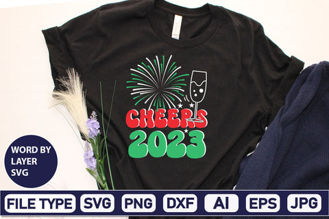 Cheers 2023 SVG Cut File SVGs,Quotes and Sayings,Food & Drink,On Sale, Print & Cut SVG DesignPlante 503 