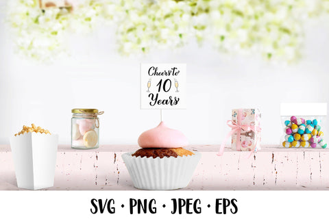 Cheers to 10 Years SVG. 10th Birthday, Anniversary party decor SVG LaBelezoka 