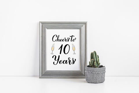 Cheers to 10 Years SVG. 10th Birthday, Anniversary party decor SVG LaBelezoka 