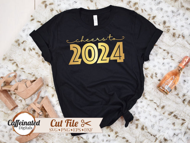 Cheers to 2024 svg, New Years svg SVG Caffeinated SVGs 