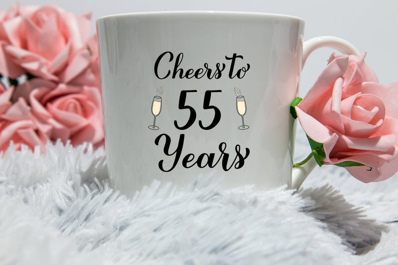 Cheers to 55 Years SVG. 55th Birthday, Anniversary party decor - So Fontsy