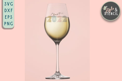 Cheers to New Year 2022 Retro SVG - Happy New Year SVG Style and Stencil 