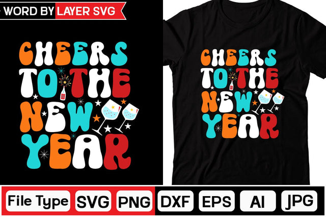 Cheers To The New Year Retro SVG Design SVGs,Quotes and Sayings,Food & Drink,On Sale, Print & Cut SVG DesignPlante 503 
