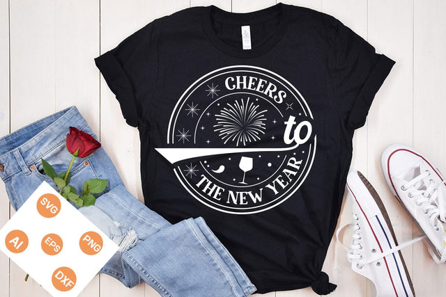Cheers To The New Year Round Sign SVG, Happy New Year 2024 Svg, Happy New Year SVG Design, SVGs,Quotes and Sayings,Food & Drink,On Sale, Print & Cut SVG DesignPlante 503 