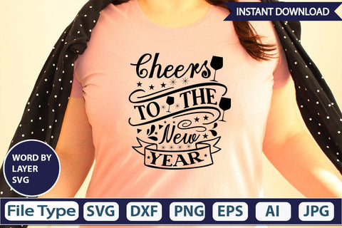 Cheers To The New Year SVG Design SVGs,Quotes and Sayings,Food & Drink,On Sale, Print & Cut SVG DesignPlante 503 
