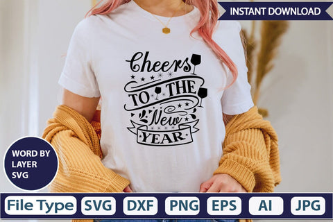 Cheers To The New Year SVG Design SVGs,Quotes and Sayings,Food & Drink,On Sale, Print & Cut SVG DesignPlante 503 