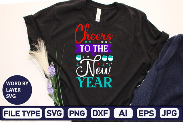 Cheers To The New Year SVG Design SVGs,Quotes and Sayings,Food & Drink,On Sale, Print & Cut SVG DesignPlante 503 