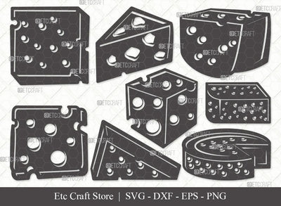 Cheese Silhouette SVG Cut File | Cheese Slice Svg | Fast Food Svg | Cheesy Svg | Cheese Bundle | Eps | Dxf | Png SVG ETC Craft 