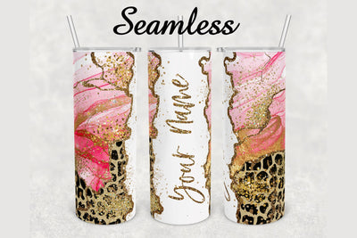 Cheetah Alcohol Ink Glitter Agate Tumbler sublimation design 20 oz skinny tumbler wrap Sublimation BambinaCreations 