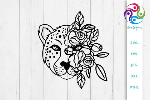 Cheetah Floral SVG, Cheetah Cut File SVG Sintegra 