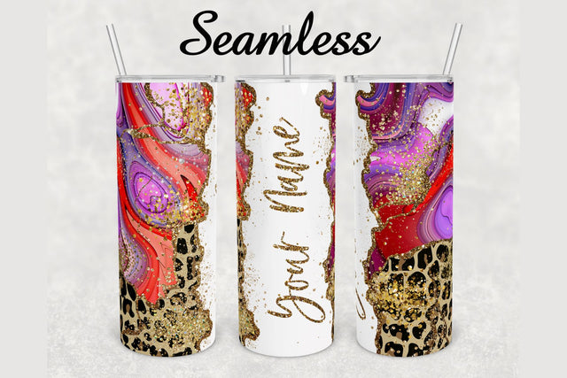 Cheetah Gold Glitter Agate Tumbler sublimation design 20 oz skinny tumbler wrap Sublimation BambinaCreations 