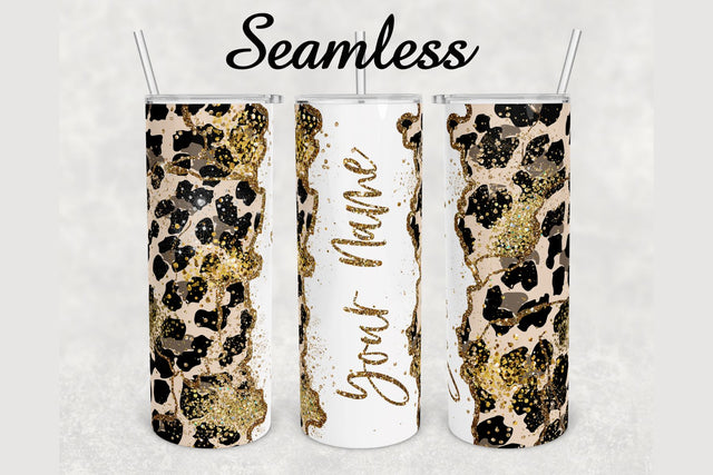 Cheetah Gold Glitter Agate Tumbler sublimation design 20 oz skinny tumbler wrap Sublimation BambinaCreations 