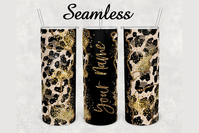 Cheetah Gold Glitter Agate Tumbler sublimation design 20 oz skinny tumbler wrap Sublimation BambinaCreations 