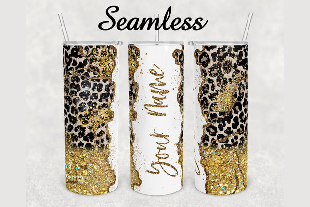 Cheetah Gold Glitter Agate Tumbler sublimation design 20 oz skinny tumbler wrap Sublimation BambinaCreations 