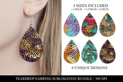 Cheetah Leopard Print Teardrop Earring Sublimation Bundle Sublimation BijouBay 