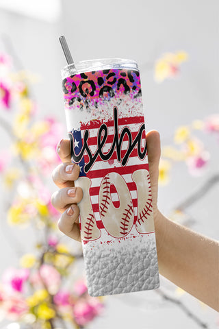 Cheetah Leopard Softball Mom, 20oz Skinny Sublimation Tumbler Waterslide Straight/Tapered Designs Softball Tumbler PNG Sublimation CaldwellArt 