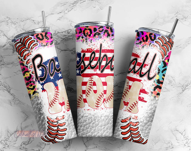 Cheetah Leopard Softball Mom, 20oz Skinny Sublimation Tumbler Waterslide Straight/Tapered Designs Softball Tumbler PNG Sublimation CaldwellArt 