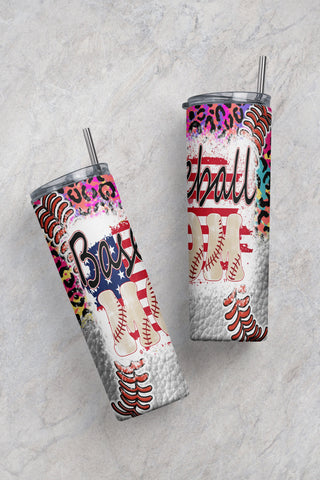 Cheetah Leopard Softball Mom, 20oz Skinny Sublimation Tumbler Waterslide Straight/Tapered Designs Softball Tumbler PNG Sublimation CaldwellArt 