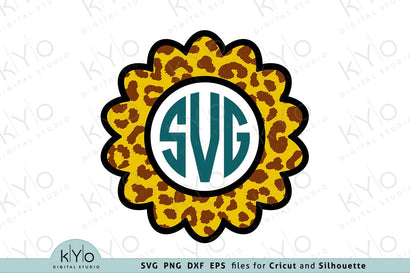 Cheetah Pattern Scalloped Monogram Frame Svg Cut files SVG kYo Digital Studio 