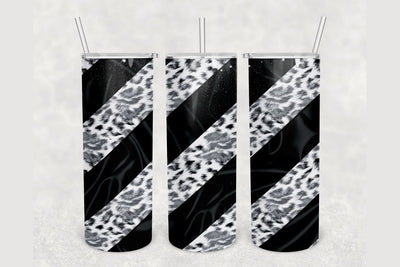 Cheetah Print Black Striped Tumbler sublimation design 20 oz skinny tumbler wrap Sublimation BambinaCreations 