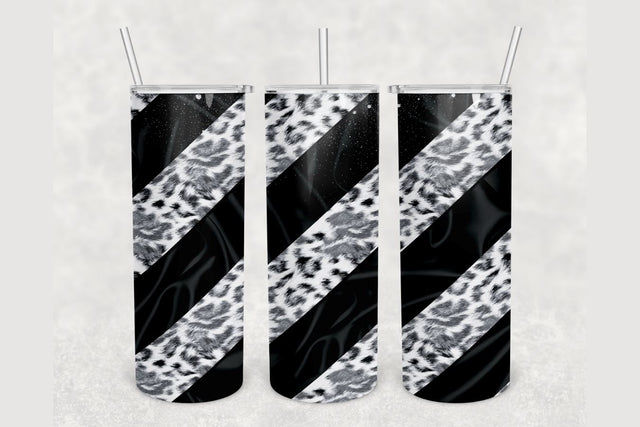 Cheetah Print Black Striped Tumbler sublimation design 20 oz skinny tumbler wrap Sublimation BambinaCreations 