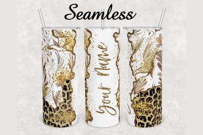 Cheetah Print Glitter Agate Tumbler sublimation design 20 oz skinny tumbler wrap Sublimation BambinaCreations 