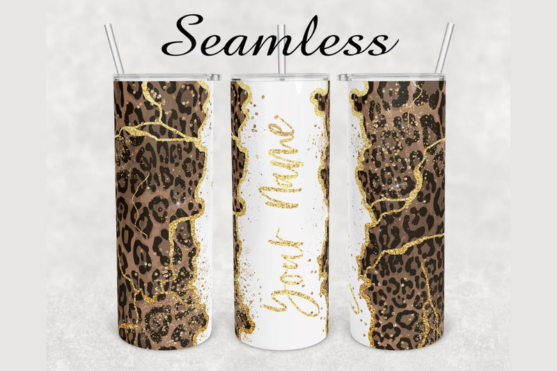 Cheetah Print Gold Agate Tumbler sublimation design 20 oz skinny ...