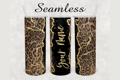 Cheetah Print Gold Agate Tumbler sublimation design 20 oz skinny tumbler wrap Sublimation BambinaCreations 
