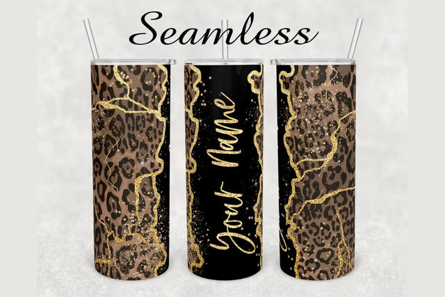 Cheetah Print Gold Agate Tumbler sublimation design 20 oz skinny tumbler wrap Sublimation BambinaCreations 