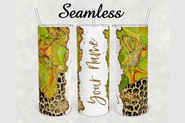 Cheetah Print Gold Glitter Marble Tumbler sublimation design 20 oz skinny tumbler wrap Sublimation BambinaCreations 