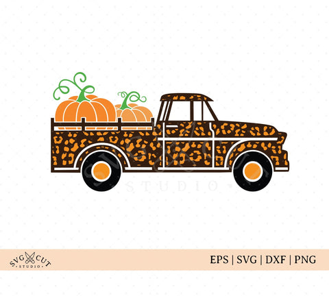 Cheetah Vintage Pumpkin Truck SVG SVG SVG Cut Studio 