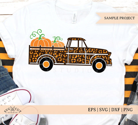 Cheetah Vintage Pumpkin Truck SVG SVG SVG Cut Studio 