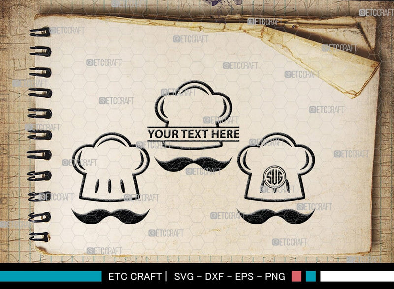 Chef Hat Monogram, Chef Hat Silhouette, Chef Hat SVG, Cook Hat Svg ...
