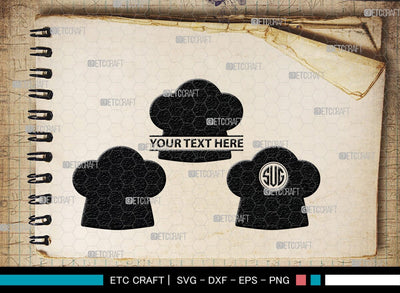 Chef Hat Monogram, Chef Hat Silhouette, Chef Hat SVG, Cook Hat Svg ...